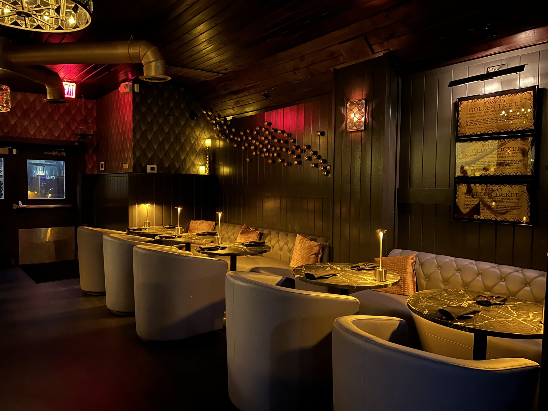 Intimate lounge tables in The Libation Room